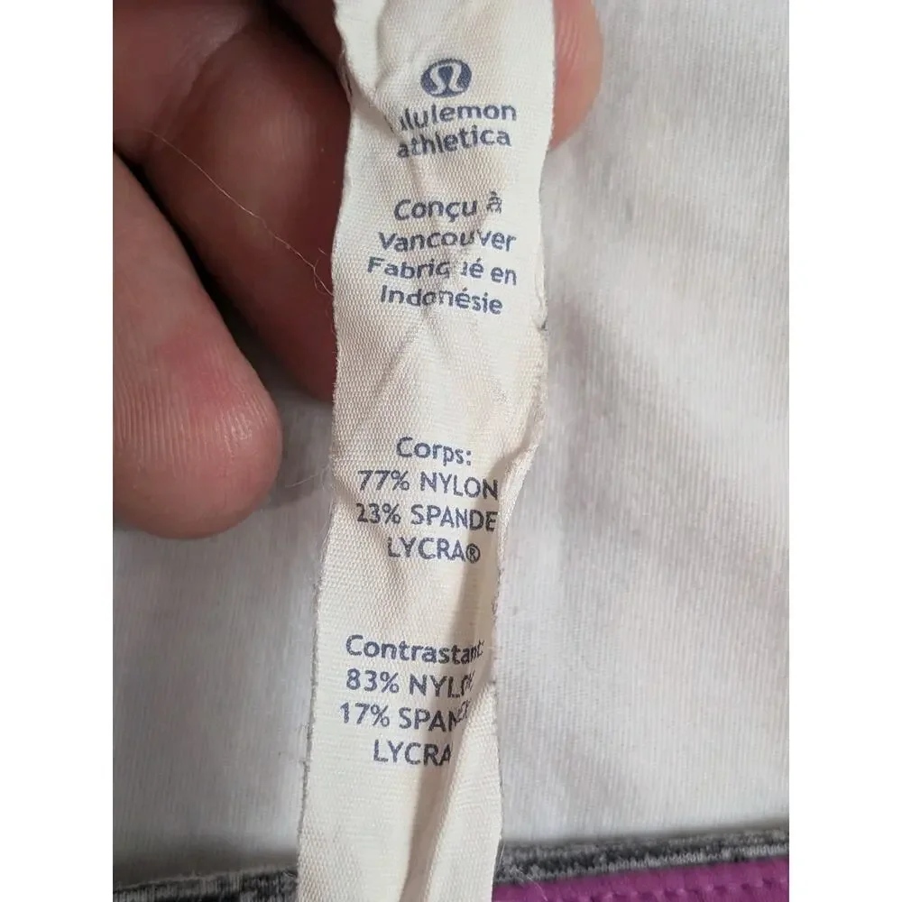Lululemon Inspire Leggings Gray Pink Yoga Running Pockets Womens Sz 6